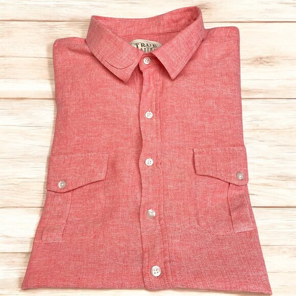 DXL True Nation Linen Blend Roll Tab Long Sleeve‎ Button Down Shirt - Picture 8 of 8